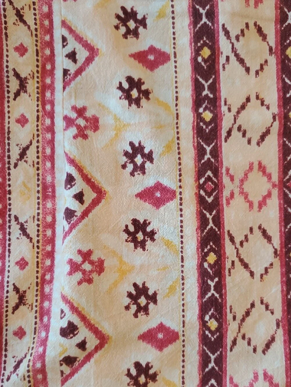 Free People Cream and Burgundy Aztec Mini Skirt